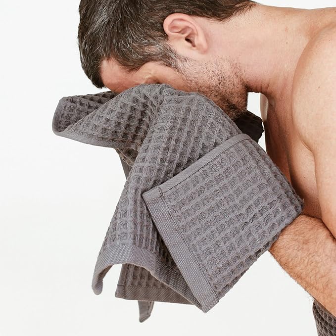 sea me at home Waffle Hand Towel – 100% Turkish Cotton, Quick-Dry, Soft and Absorbent Bathroom Towel