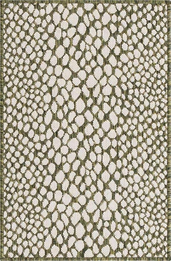 Unique Loom Outdoor Collection Area Rug - Cape Town (2' 2" x 3' 1" Rectangle, Green/ Ivory)