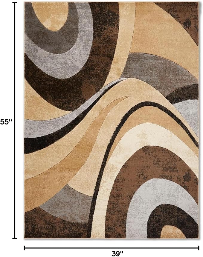Home Dynamix Tribeca Slade Modern Area Rug, Abstract Brown/Gray 39"x55"