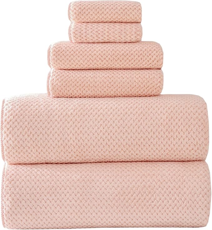 40x80 Inches Bath Sheets Towels for Adults Oversized Bath Towels Extra Large Luxury Super Soft Absorbent Quick Dry Microfiber (Pink,6PCS)