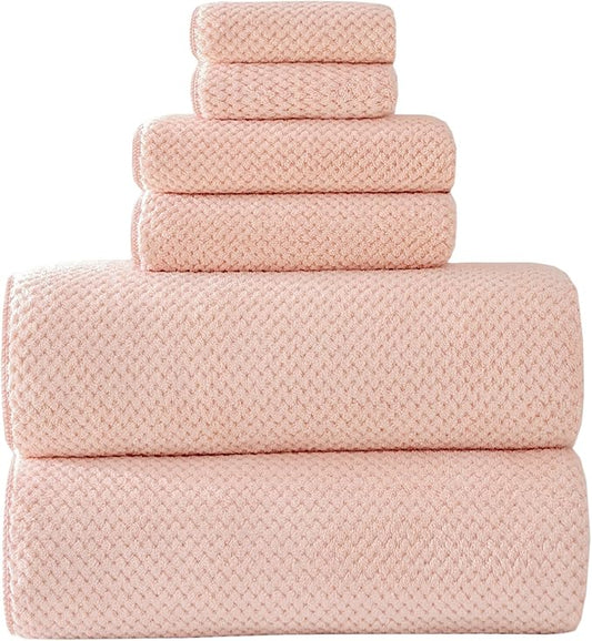 40x80 Inches Bath Sheets Towels for Adults Oversized Bath Towels Extra Large Luxury Super Soft Absorbent Quick Dry Microfiber (Pink,6PCS)