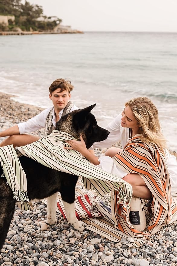 Madamelique Turkish Beach Towel with Beach Bag and Towel Band 39 x 74 - Prewashed Beach Towels Oversized -%100Cotton - Quick Dry - Sand Free - Turkish Bath Towels - Unique Soft Towel (Virgin Mint)