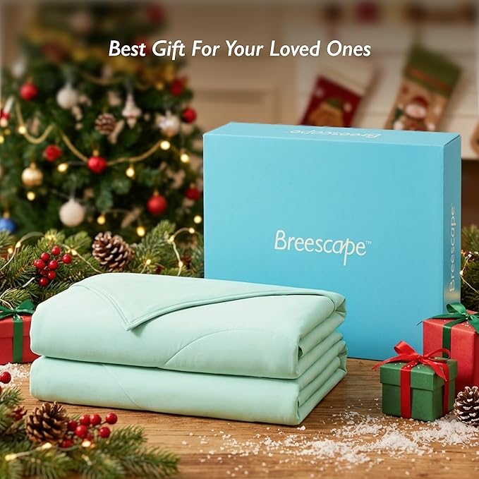 Breescape Cooling Comforter King Size - BlendTek™ Q-Max>0.46 Tech, Breathable Blanket for Hot Sleepers & Night Sweats Relief, Premium Lightweight Summer Bedding, 106x96 Inches, Mint Green