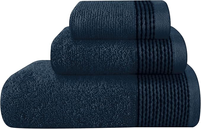 Belizzi Home Ultra Soft 3 Pack Cotton Towel Set, Contains a Bath Towel 28x55 inch, a Hand Towel 16x24 inch & a Wash Coth 12x12 inch, Ideal Everyday use, Compact & Lightweight -Mineral Blue