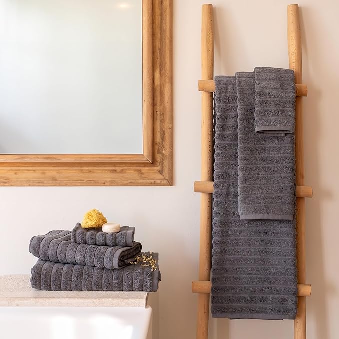 Classic Turkish Towels CTT - Luxury 6 Piece Towel Set, 100% Turkish Cotton, Absorbent & Comfy, 2 Bath Towels, 2 Hand Towels & 2 Washcloths | (Grey)