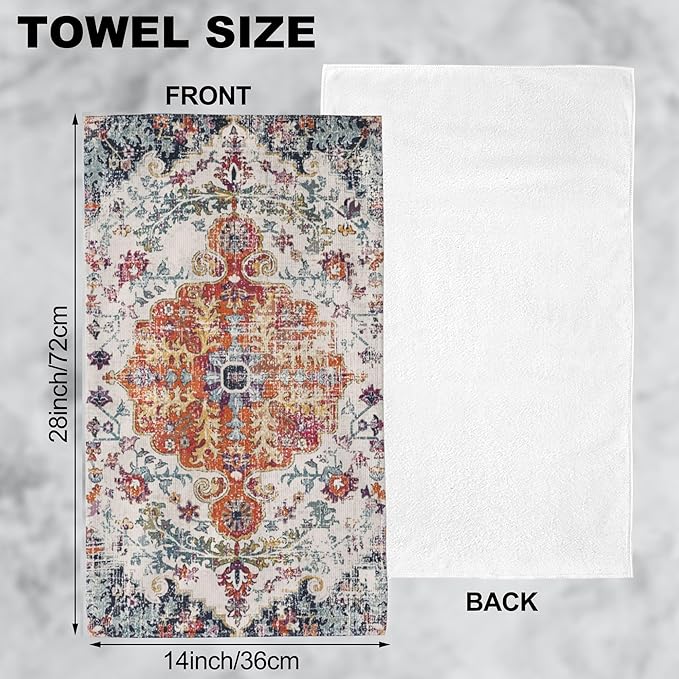 Hand Towels Set of 2 Turkish Carpet Towels for Bathroom Soft Absorbent Decorative Hand Bath Towels Dish Towels for Kitchen Sports Gym Yoga Home Decor 14 x 28 in