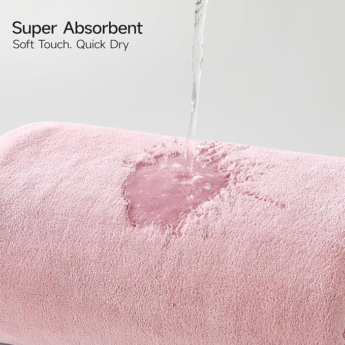 REDKISS Bath Towels Set of 6 - Oversized Bath Sheets (70 x35 in), 670GSM Ultra Soft & Highly Absorbent, Quick Dry Pink Towel Sets for Bathroom, Spa, Hotel, Gym