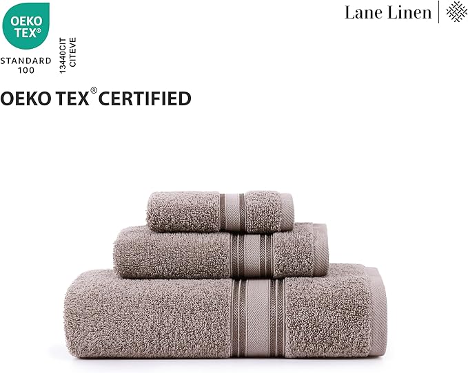 LANE LINEN Luxury 100% Cotton Towels Set 18 – Zero Twist, 6 Bath Towels, 6 Hand Towel & 6 Washcloths, Stays Plush After Washes, Ideal for Spa, Hotel & Family Bathrooms, Highly Absorbent – Platinum