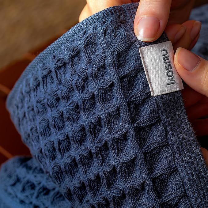 Luxury Organic Japanese Cotton Waffle Bath Towel | Thick, Absorbent, Quick Dry Bathroom Towels for Shower, Sauna, Onsen| Hotel & Spa Quality, Gift-Ready (Ocean Blue, Bath Sheet (2 Pack))