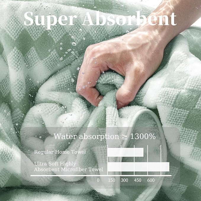 4 Piece Bath Towel Set Oversized Bath Sheet 35"x70" Bathroom Towel Extra Large Towel Set Soft Highly Absorbent & Quick Dry Premium Bath Sheet for Bathroom 600GSM Shower Towel Spa Gym Hotel,Green