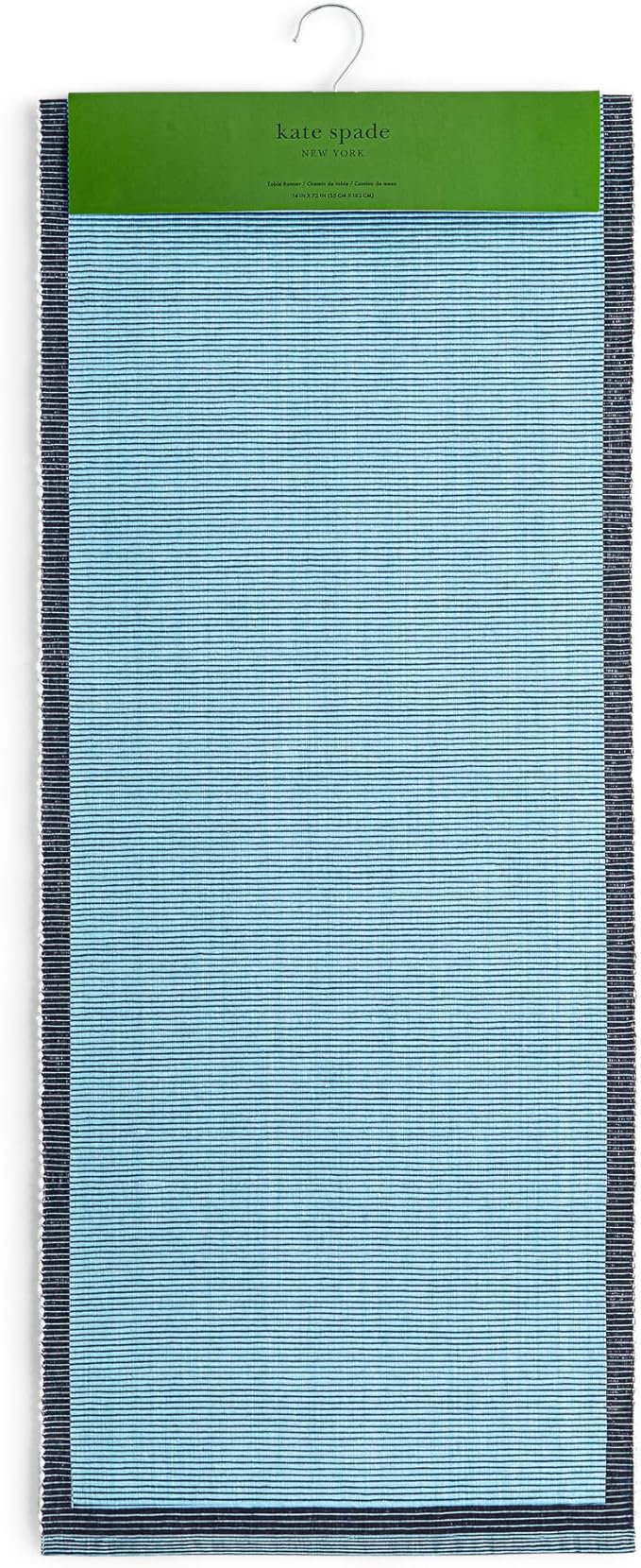 Kate Spade New York Garden Party Reversible 100% Cotton Table Runners Single Set, Woven Ribbed Design, Blue/Navy Blue, 14"x72"
