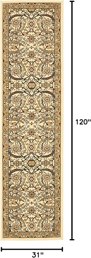 Unique Loom Espahan Collection Area Rug - Cape Cod (2' 7" x 10' Runner, Ivory/ Beige)