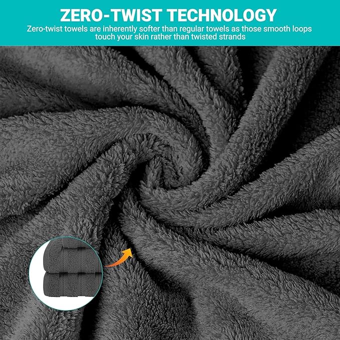 6-Piece 600 GSM Turkish Cotton Towel Set – Luxury Soft & Absorbent Bath Towels, Hand Towels & Washcloths – Premium Bathroom Essentials for Home, Guest Bath & Apartments