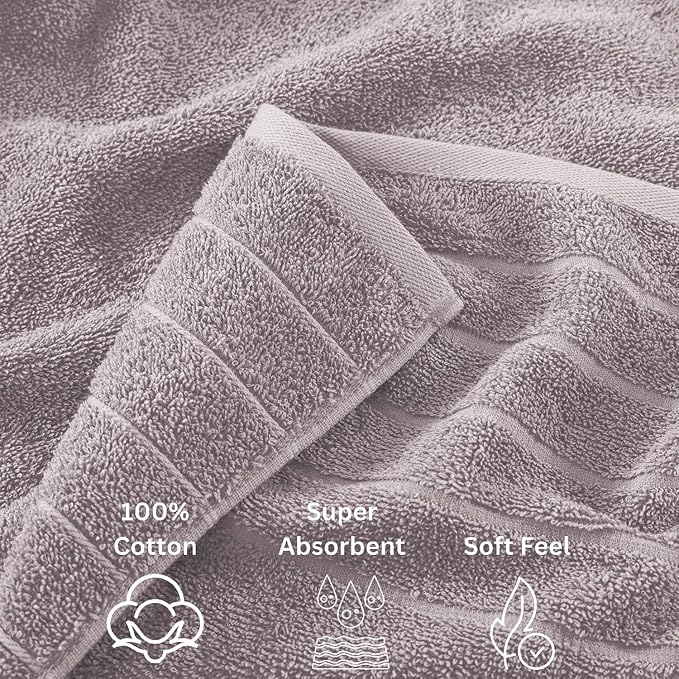 Casa Platino 100% Cotton Luxury Bathroom Towel Set - 18 Pc - Ring Spun, Quick Dry, Soft & Highly Absorbent - 6 Bath, 6 Washcloths, 6 Hand Towels - Remains Plush After Multiple Washes - Platinum