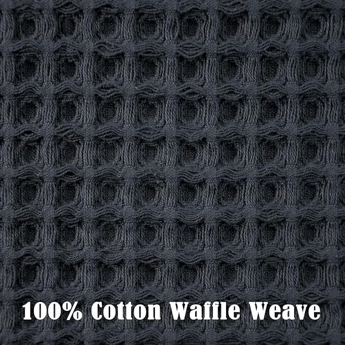 Jacquotha Waffle Hand Towels for Bathroom 2-Piece (Charcoal Blue) – Cotton Quick Dry Lint Free Face Towels 13” x 29”