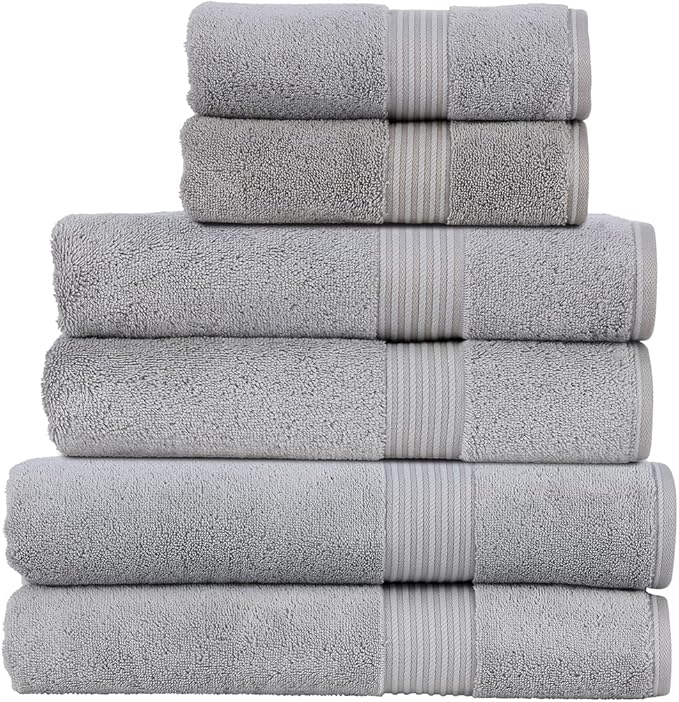 Christy Supreme Hygro Family Towel Set | Silver Grey | 100% Luxury Supima Cotton | Ultra Soft | Super Absorbent | 650GSM | 2 Bath Sheets 2 Bath Towels 2 Hand Towels