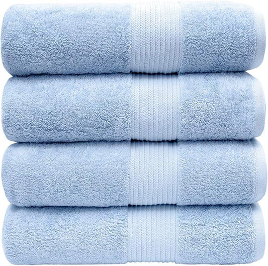 Luxury Oversized Bath Towels | Hotel Quality | Soft & Highly Absorbent |Quick Dry | 650 GSM Bath Sheets| Combed Cotton | Thick & FluffyBathroom Towels | Sky Blue - 4 Pack
