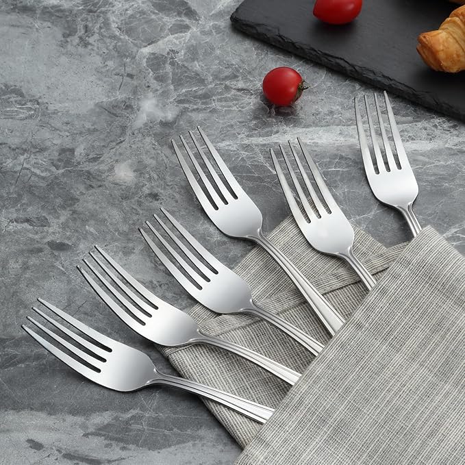 24 Pieces Forks Set (7.8”), Unokit Forks Silverware Set, Stainless Steel Dinner Forks, Table Forks, Metal Forks, Fork Set of 24 for Home/Kitchen & Restaurant,Mirror Polished, Dishwasher Safe