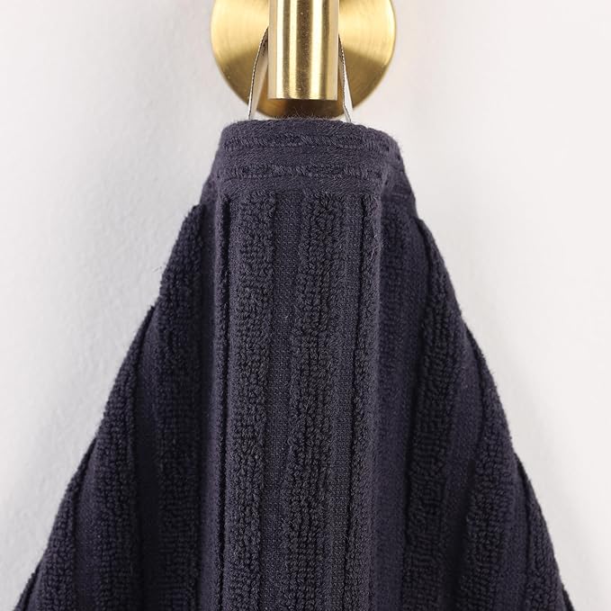 Cotton 8-Piece Solid and Ribbed Towel Set, Face Towels 13” x 13”, Hand Towels 16” x 28”, Bath Towels 27” x 54”, Black by Superior