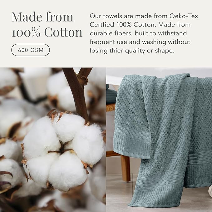 NY Loft 100% Cotton Towel Set 6 Piece | Super Soft & Absorbent Quick-Dry 2 Bath Towels 2 Hand Towels & 2 Washcloths | Textured and Durable Cotton | Premium Thick Towels | 6 Piece Set, Stormy Sea