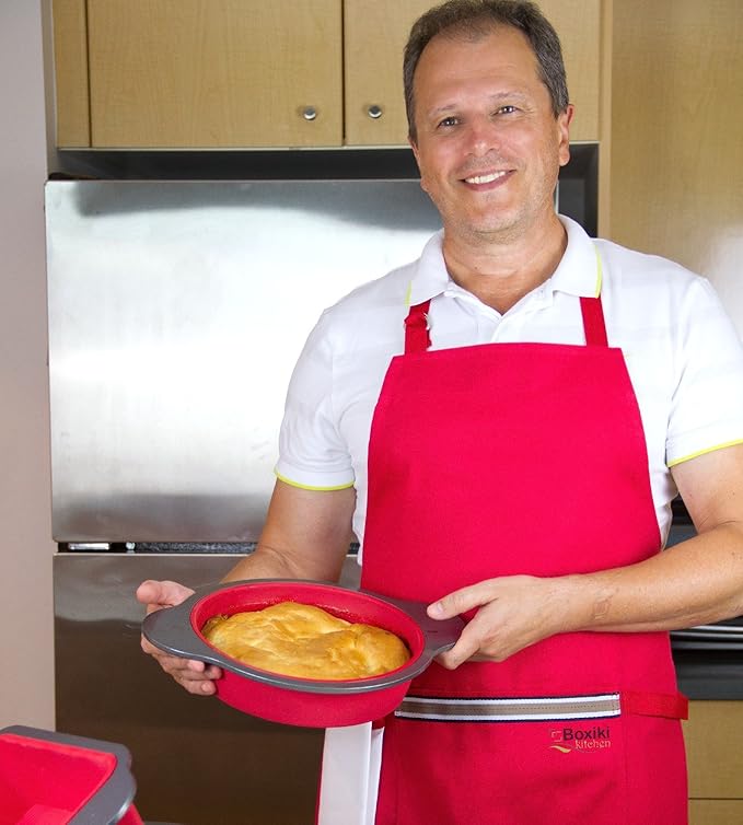 Boxiki Kitchen Silicone Baking Pans Set. 3 PCS Professional Non-Stick Baking Cake Pans Set includes Silicone Round Cake Pan, Square Cake Pan and Bread Loaf Pan.