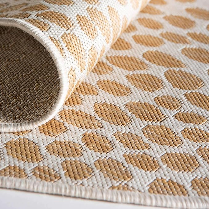 Unique Loom Outdoor Collection Area Rug - Cape Town (5' 3' x 8' Oval, Dark Beige/ Ivory)