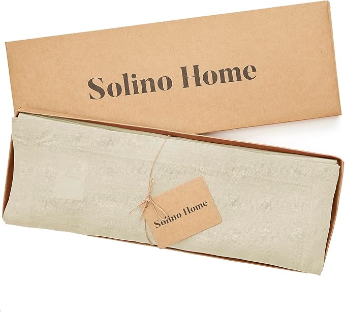 Solino Home Linen Cloth Placemats Set of 4 - 100% Pure Linen Birch Placemats 14 x 19 Inch - Fete