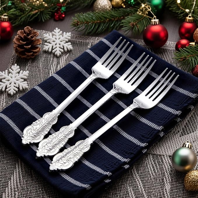 Ciaell 200 Pieces Silver Plastic Forks - Silver Disposable Forks - 7.4inch Heavy Duty Plastic Forks - Heavyweight Dessert Forks Perfect for Parties Weddings Birthdays