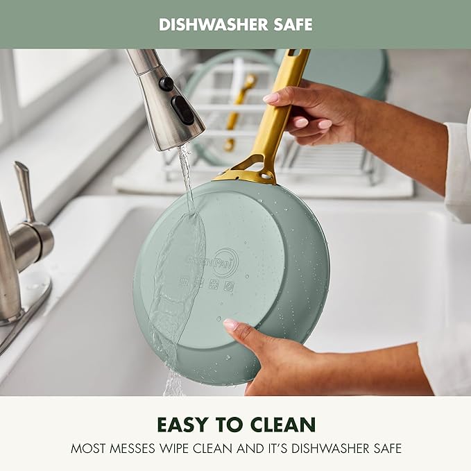 GreenPan Nonstick Reserve Pro 10 Piece Cookware Set, NSF Certified Ceramic, Hard Anodized PFAS-Free Pots & Pans Set with Lids, Stainless Steel Handles, Oven & Dishwasher Safe, Moss Green