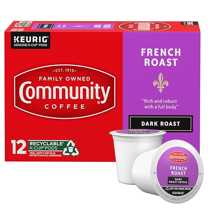 Community Coffee French Roast 12 Count Coffee Pods, Extra Dark Roast, Compatible with Keurig 2.0 K-cup Brewers, 12 Count (Pack of 1)