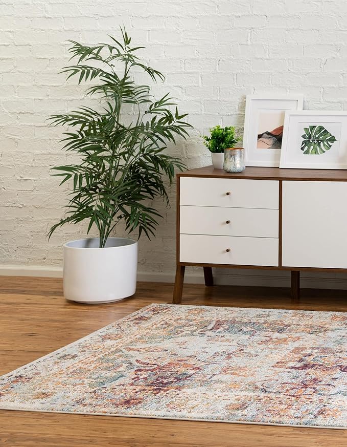 Unique Loom Isabella Collection Area Rug - Adjani (6' x 9' Rectangle, Ivory/ Beige)