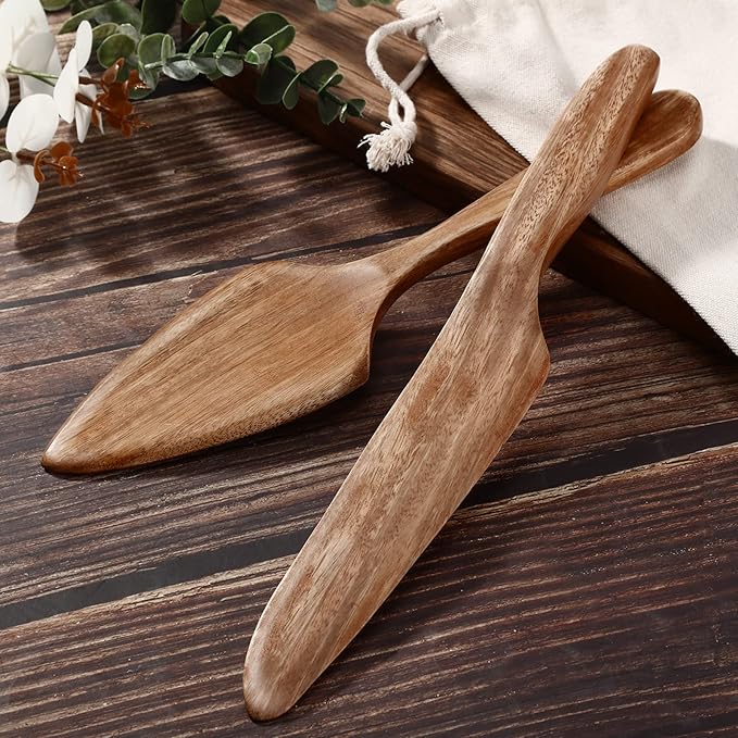 Norme Wedding Cake Knife and Server Set Rustic Wedding Cake Cutting Set, Wooden Cutter and Pie Server Spatula with Drawstring Bag for Bridal Reception Birthday Party Baby Shower