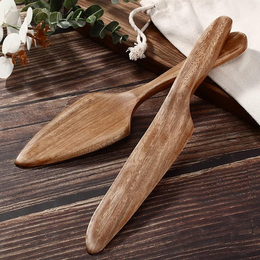 Norme Wedding Cake Knife and Server Set Rustic Wedding Cake Cutting Set, Wooden Cutter and Pie Server Spatula with Drawstring Bag for Bridal Reception Birthday Party Baby Shower