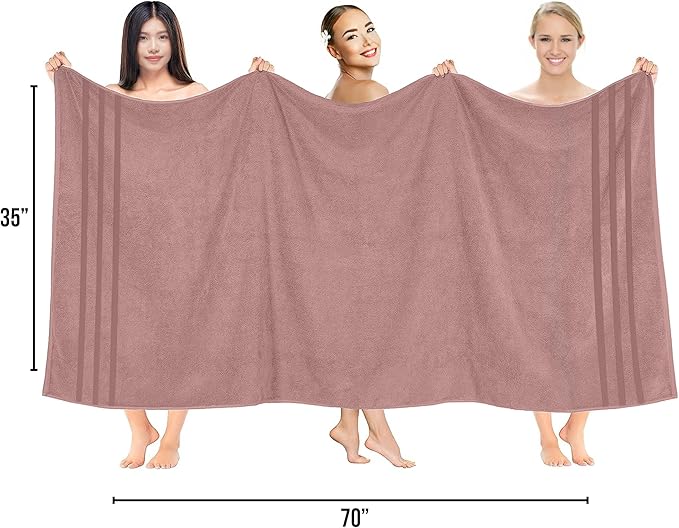 RIVERSIDE Pack of 2 Extra Large Bath Sheets 35 x 70 Inches - 100% Ring Spun Cotton Hotel Quality Oversized Bath Towels - Super Soft, Highly Absorbent & Quicker to Dry - Dusty Rose