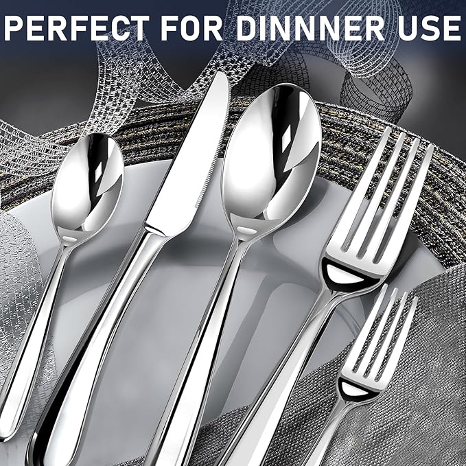 Heavy Duty Silverware Set for 6, 30 Piece Premium Stainless Steel Flatware Utensils Cutlery Set Including Steak Knife Fork and Spoon, Dishwasher Safe, Gift Package for Wedding Housewarming