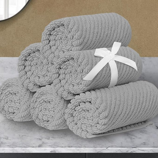 VOOVA & MOVAS Grey Washcloths 6PC (13"x13") - 100% Cotton | Lightweight | Thick | Quick Dry | Soft | Absorbent, Small Hand Towels for Face, Wash Cloths for Bathroom & Showering, Towel Gift Set, Gray