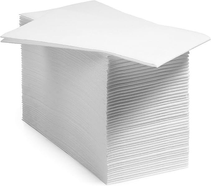 1200-Pack BloominGoods Disposable Bathroom Napkins | 12" x 17" Single-Use Classic Lite Linen-Feel Guest Towels, Made in USA | Cloth-Like Hand Towels, White