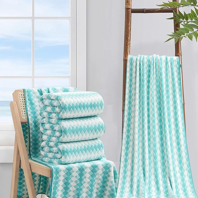 4 Piece Extra Large Bath Towel Set Oversized Bath Sheet 35"x70" Bathroom Towel Set Soft Highly Absorbent & Quick Dry Premium Bath Towel for Bathroom 600GSM Shower Towel Spa Gym Hotel,Teal