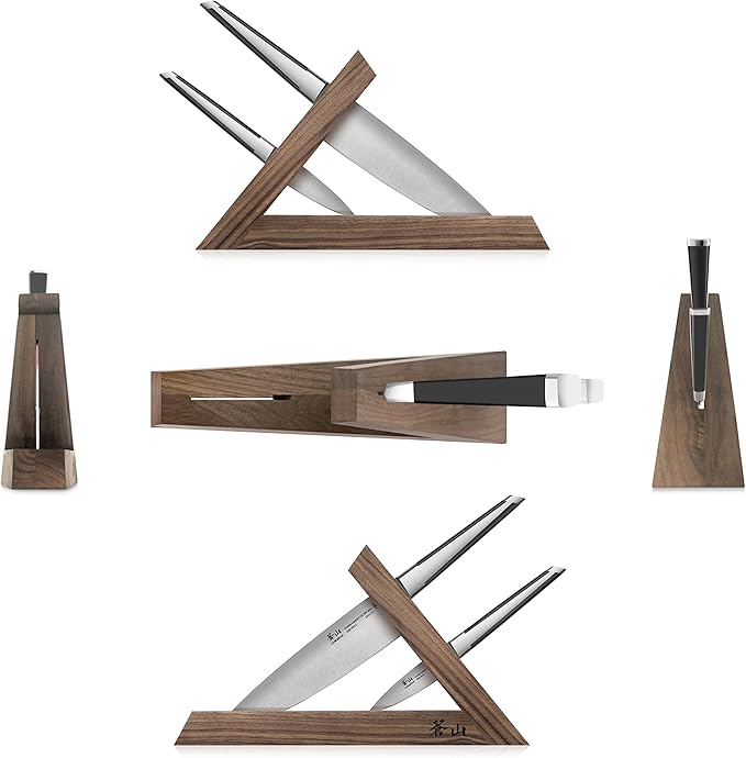 Cangshan TX Series 1021295 Swedish 14C28N Steel Forged 3-Piece TAI Knife Block Set, Walnut
