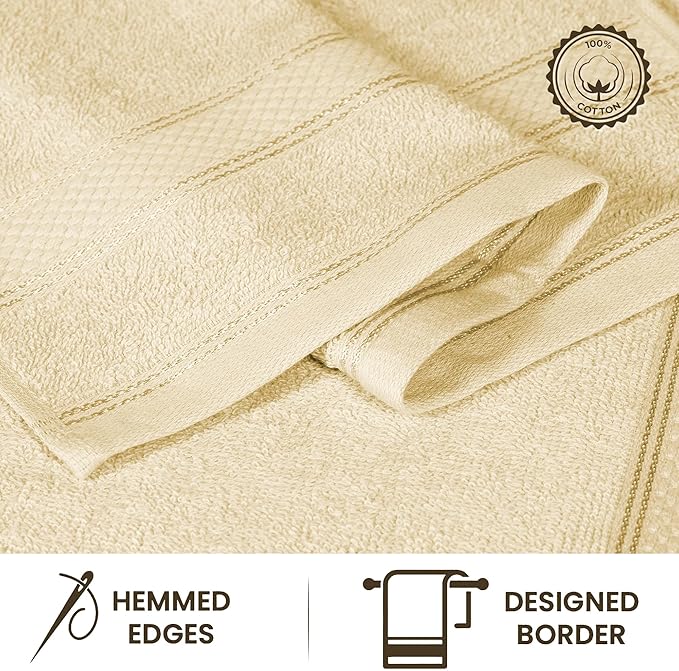 Casa Lino 100% Cotton Hand Towels for Bathroom - Soft, Highly Absorbent & Quick Dry Kitchen Towels - Gym Towel Set - Travel Towel Set - 24" x 16" - Pack of 4 - (Linen Brown)