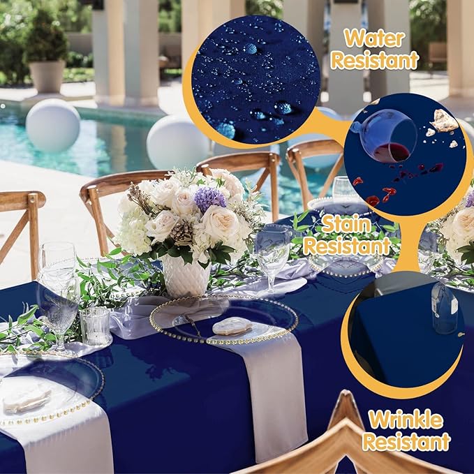 BRILLMAX 6 Pack Navy Blue Tablecloths for 6 Foot Rectangle Tables 60 x 102 Inch - 6ft Rectangular Bulk Linen Polyester Fabric Washable Cloth Cover for Wedding Reception Banquet Birthday Party