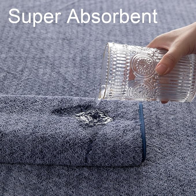 CHINO Bath Towels Set of 8,2 Extra Large Bath Towel 2 Hand Towels 4 Washcloths Microfiber Soft Super Absorbent Towels for Bathroom Quick Dry for Family Hotel Gym Spa(Navy)