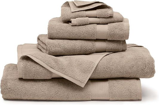 BOLL & BRANCH Plush Bath Sheet Set - Oak - 6 Piece - Includes 2 Oversized Bath Sheets, 2 Hand Towels & 2 Washcloths - 100% Organic Cotton - Ultra Soft & Luxurious - Quick Absorbing