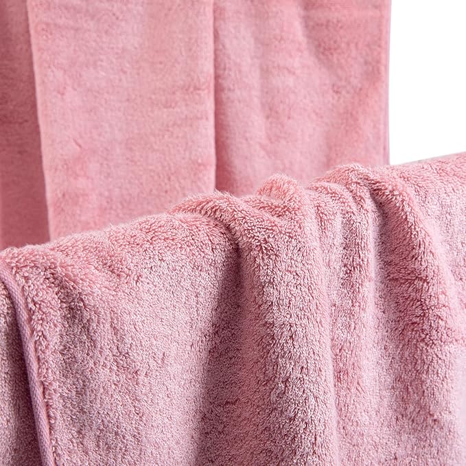 3-Piece Luxury Bath Towels - Super Soft, Highly Absorbent - Pink - For Face & Body - Adults & Kids
