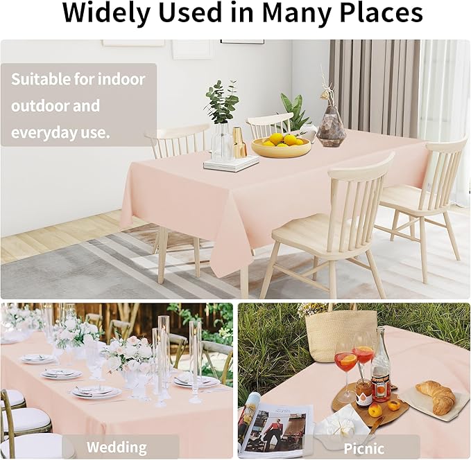 Easy-Going Faux Linen Waterproof Spill-Proof Tablecloth Stain Resistant Rectangle Table Cloth Wrinkle Free Decorative Fabric for Kitchen, Dining, Party, Weddings, Restaurants (52x70 in, Pink)