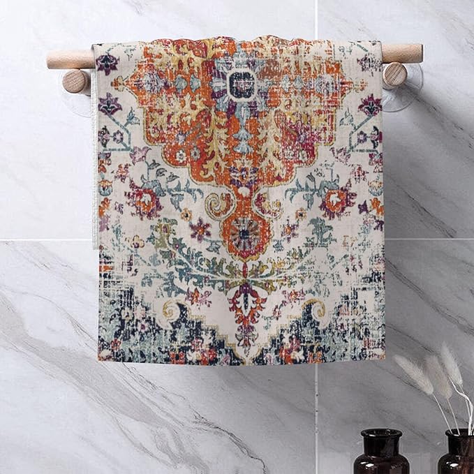 Hand Towels Set of 2 Turkish Carpet Towels for Bathroom Soft Absorbent Decorative Hand Bath Towels Dish Towels for Kitchen Sports Gym Yoga Home Decor 14 x 28 in