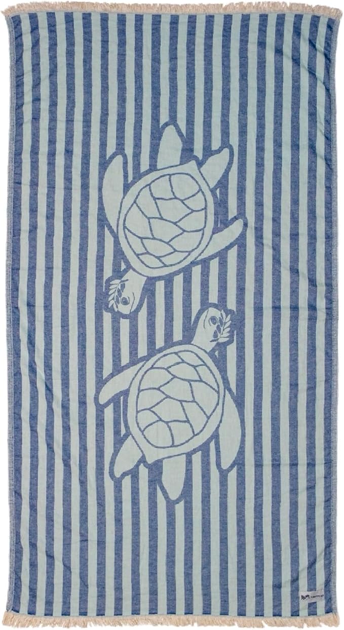 Turkish Beach Towel - 100% Organic Cotton - Soft, Quick-Dry, Sand Proof, Prewashed - Lightweight & Oversized for Beach, Pool, Yoga, Bath, Travel, Gym, Throw - Turtlebay (Navy)