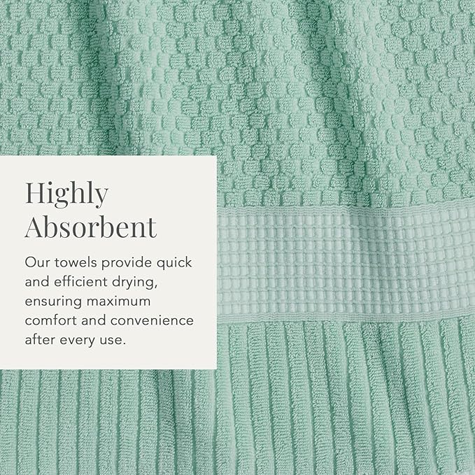 NY Loft 100% Cotton Hand Towel 6 Pack | Super Soft & Absorbent Quick-Dry Hand Towels 16" x 28" |Textured and Durable Cotton | Trinity Collection (6 Pack Hand Towel, Wasabi Green)