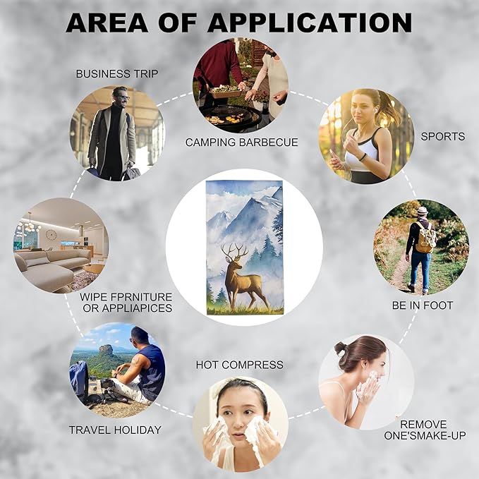 Forest and Deer Hand Towel for Bathroom Set of 2 Hand Bath Towels Soft Absorbent Decorative Towels for Bathroom Kitchen Yoga Home Decor 14 x 28 in