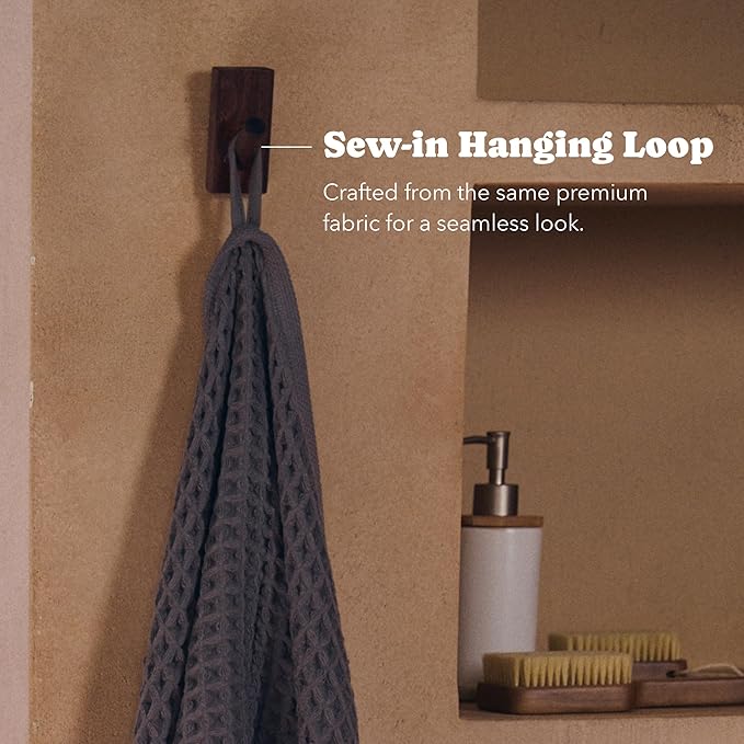 Luxury Organic Japanese Cotton Waffle Bath Towel | Thick, Absorbent, Quick Dry Bathroom Towels for Shower, Sauna, Onsen| Hotel & Spa Quality, Gift-Ready (Smoke Grey, Bath Sheet, 67" x 34")